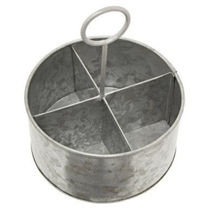 Porta utensilios de metal galvanizado estilo rústico, organizador de cubiertos de acero con asa, organizador redondo de metal para encimera de cocina o mesa de comedor - Product Image 6