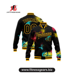 Chaqueta Varsity Personalizada para Hombre, Ropa Casual de Primavera, Impresión por Sublimación, Material de Poliéster, Diseño de Grafiti Verde - Product Image 3