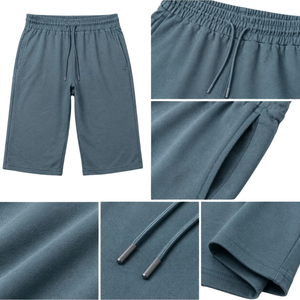 Mens Long Bermuda Sweat <b>Shorts</b> Elastic Waist Drawstring Side Pockets <b>Wide</b> <b>Leg</b> Relaxed Fit Open Hem Custom Wholesale OEM Supplier - Product Image 6
