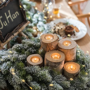 Portavelas y Portacandelitas Redondos y Cuadrados Minimalistas de Madera para Bodas y Fiestas, Elegantes Faroles de Madera - Product Image 5