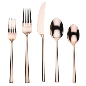 Ensemble de couverts en acier inoxydable plaqué or de haute qualité, écologiques, design moderne, manche fin, pour mariage et hôtellerie - Product Image 4