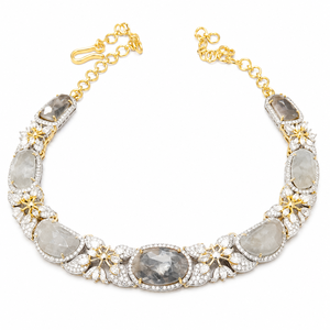 Attractive 925 <b>Silver</b> Gold Plated Grey Oval Gemstone Bracelet for Women Wedding Party Gift Jewelry Handmade Wholesale Gift Set - Product Image 1