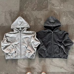 Sweat à capuche d'hiver de haute qualité avec strass, logo personnalisé, streetwear scintillant, cristaux écologiques pour hommes et femmes - Product Image 3