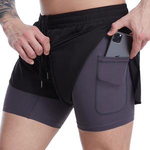 Pantalones Cortos Deportivos de Doble Capa con Etiqueta Privada Personalizada, OEM, al por Mayor, 2 en 1, para Correr, Proveedor de Ropa al por Mayor - Product Image 3