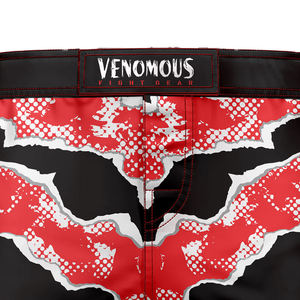 กางเกงขาสั้นชายสีแดงดำแบบถักเนื้อผ้าทึบ ยี่ห้อ Venomous เป็นมิตรต่อสิ่งแวดล้อม แห้งเร็ว ทรงสปอร์ต เอวยางยืด ความยาวปานกลาง - Product Image 3
