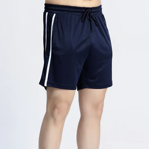 2026 Shorts Men's Navy <b>Blue</b> Shorts With White <b>Side</b> Stripes Drawstring Waist Breathable Polyester Casual Sport Shorts Unisex - Product Image 4