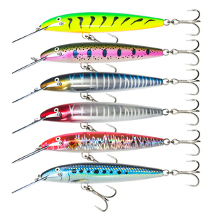 Leurre de pêche au bar, plusieurs couleurs, minnow à lèvres métalliques, 147 mm, 42 g, matériau ABS, type coulant, leurre dur avec hameçon triple - Product Image 1