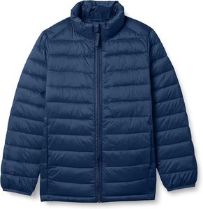 Veste d'hiver matelassée pour homme, bleu marine, col montant, coupe-vent, fermeture éclair, isolée - Product Image 3