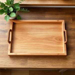 Bandeja de Servir Rectangular de Madera Estilo Japandi con Asas Recortadas, Plato de Madera Natural, Bandeja de Servir Personalizada, Nueva Llegada - Product Image 5