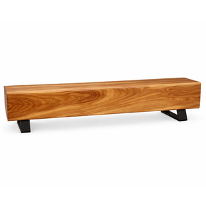 Chaise longue industrielle moderne en bois massif, qualité supérieure, finition naturelle, pieds coniques, design bloc épais, pour salle à manger et maison - Product Image 3