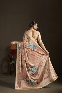 Sari prêt-à-porter et blouse cousue, sari indien en soie crêpe, imprimé floral, sari imprimé numériquement, design magnifique - Product Image 3