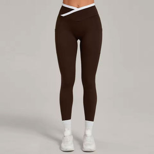 Nuevos leggings de cintura cruzada para mujer, pantalones de yoga elásticos con bolsillos, pantalones deportivos para correr y fitness, pantalones deportivos para mujer - Product Image 2