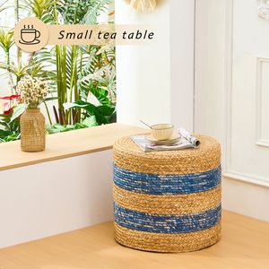 Pouf Contenitore Quadrato in Giacinto d'Acqua Intrecciato a Mano per Arredamento e Seduta - Product Image 4
