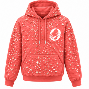 Sudadera con Capucha Unisex de Moda Urbana con Cuentas de Perlas de Coral, Capucha con Cordón Ajustable, Bolsillo Canguro, Estilo Casual Personalizado - Product Image 1