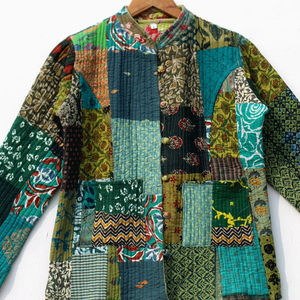 Chaleco de Algodón Acolchado Hecho a Mano en India, Estilo Jaipuri Vintage Kantha, Sin Mangas, Reversible, para Otoño, Ideal para Fiestas - Product Image 1