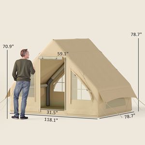 Carpa Inflable para Camping de 4 Estaciones con Bomba Manual, Impermeable y Resistente al Viento, con Ventanas y Puertas de Malla - Product Image 2