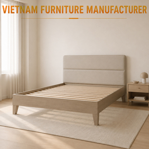 Vietnam Furniture OEM/ODM Eco-Friendly Solid Oak Wooden <b>Beds</b> Custom <b>Size</b> Natural Wood <b>Bed</b> Vietnam Furniture Factory Direct - Product Image 1