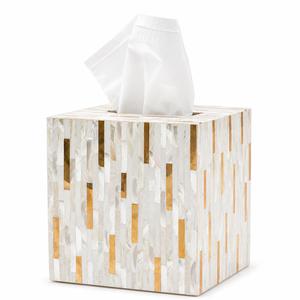 Boîte à mouchoirs décorative en résine bleue et blanche avec couvercle en bois, porte-papier pour la maison, l'hôtel, la salle de bain, boîte à bijoux avec couvercle, cadeau - Product Image 5