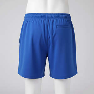 Shorts confortables à taille élastique et taille haute, shorts de plage personnalisés pour l'été, couleur unie, shorts de bain 100% coton avec logo, shorts pour hommes. - Product Image 3