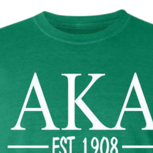 Camiseta de Manga Corta con Letras Griegas Personalizadas AKA, Camiseta Verde de Algodón con Cuello Redondo para Eventos de Hermandades - Product Image 4