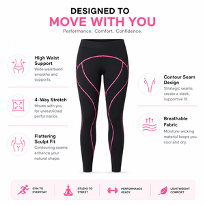 Leggings de Yoga de Cintura Alta para Mujer, Color Rosa, Costuras en Contraste, Pantalones de Compresión para Entrenamiento, Gimnasio, Fitness, Deportes, Leggings a Prueba de Sentadillas - Product Image 5