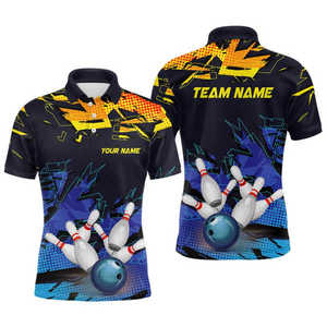 Good Quality Short Sleeves <b>Bowling</b> Polo Shirts Plus Size 100% Polyester Unisex Polo Shirts Custom Team Name - Product Image 1