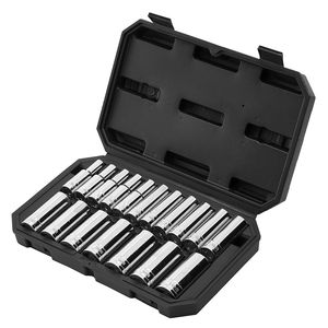 Set di chiavi a bussola metriche da 18 pezzi con attacco da 1/2 pollice, da 10-27 mm, kit di attrezzi per meccanici con custodia - Product Image 2
