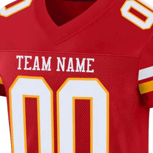 Custom American Football Jersey V-Neck Short Sleeve 100% Polyester Moisture Wicking Breathable Mesh Team Numbers Front Print - Product Image 6