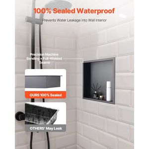 13X13X4 pollici doccia in acciaio inox nicchia nera incasso mensola a muro per bagni - Product Image 2
