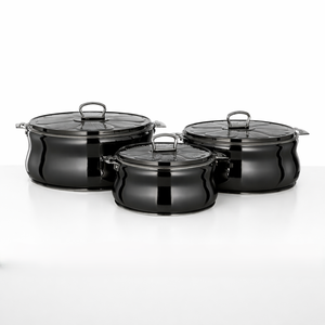 Casserole isotherme durable en acier inoxydable noir, double paroi, avec couvercle, pour garder les aliments au chaud, pot de service de cuisine avec poignée dorée - Product Image 4