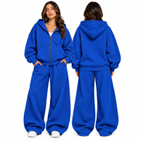 Ensemble de survêtement 2 pièces pour femme, sweat-shirt à capuche zippé oversize et pantalon de jogging, ensemble décontracté de luxe pour l'hiver