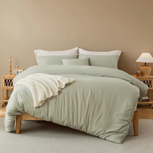 Ensemble de housse de couette simple 100% coton, doux, respirant, durable, avec fermeture à glissière - Product Image 1