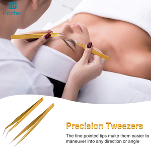 Newest Gold Glitter High-Precision Fine Tip Best-Selling High-Durability Stainless Steel Eyelash Extension and Volume Tweezers - Product Image 5