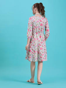 Vestido Midi Estampado para Mujer Unity Luxure, Cuello en V, Manga Media, Formal, Cintura Natural, Georgette Ecológico - Product Image 2