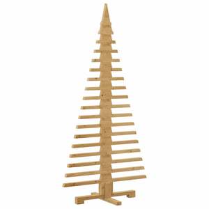 Sapin de Noël en bois de pin massif avec support, 59,06 pouces, brun, sapin de Noël en bois artisanal - Product Image 5