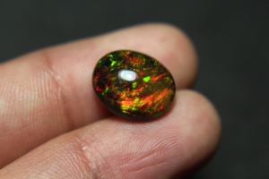 Ópalo negro etíope genuino de 14x11.5x6.5mm, piedra preciosa de 5 quilates, cabujón de ópalo natural multicolor de fuego, corte ovalado, piedra suelta para joyería. - Product Image 5