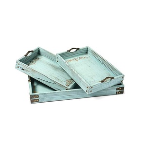 Plateau de service alimentaire en bois naturel, fait main, rustique, avec poignées, pour le petit-déjeuner, le café, le thé, les collations, la salle à manger, la maison - Product Image 4