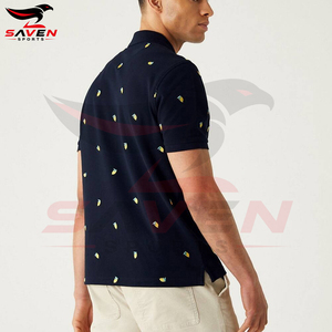 Polo Homme Personnalisé à Motif Fruité Intégral, Léger, Bleu Marine Foncé, Col Classique, Manches Courtes, Vêtement d'Été pour les Vacances - Product Image 3