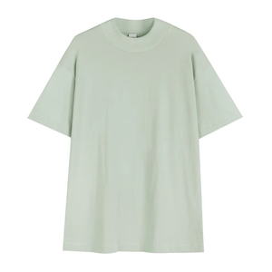 Casual T-shirt Men's 280g Heavyweight Cotton <b>Acid</b> Wash Solid Wide Rib Small Neckline Loose Large <b>Dropped</b> Shoulders Short Sleeves - Product Image 1