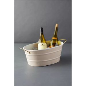 Galvanized Iron Ice Tub White Enamel Beverage <b>Drink</b> <b>Cooler</b> Bucket Large Stainless Steel Handle Champagne Wine <b>Cooler</b> Oval Bucket - Product Image 2