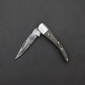 Cuchillo Plegable de Acero de Damasco Hecho a Mano, Acero al Carbono, MORTAL SAGA MS-FK-008, Hoja Multifuncional de Acero Inoxidable para Senderismo, Mango de Madera - Product Image 6