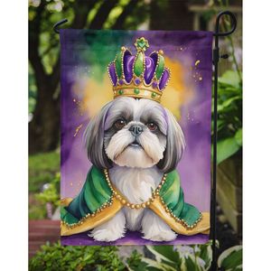 Shih Tzu King Mardi Gras Multicolor Garden Flag Buzón Decorativo Patio Banner para Patio Obra DE ARTE Tamaño de camas de flores - Product Image 3