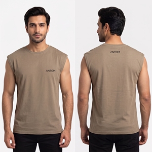 T-shirt blanc sans manches pour homme, personnalisable avec logo, débardeur de sport, vêtements de fitness en coton, vente en gros, OEM - Product Image 3