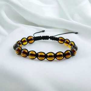 Adjustable Baltic Amber Bracelet Natural Round Gemstone Braided Jewelry Unisex Gift For <b>Men</b> Women - Product Image 5