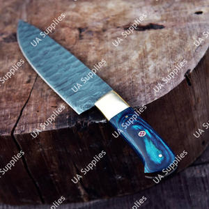 Couteau de Chef Professionnel de Qualité Industrielle en Acier Damas Tranchant comme un Rasoir, Manche en Bois Pakka et Laiton, OEM - Product Image 5