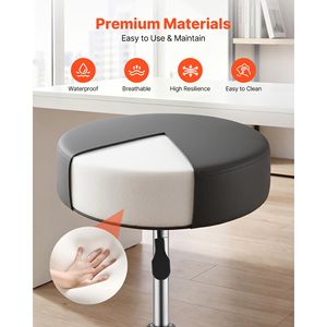 Taburete de Salón con Ruedas, Capacidad de 500 Libras, Altura Ajustable, Ruedas Silenciosas, Cojín Grueso, Asiento Ergonómico de Cuero PU - Product Image 6