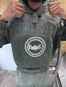 Ensemble sweat-shirt et pantalon de survêtement en molleton de coton respirant surdimensionné 400g pour homme, ensemble deux pièces de haute qualité - Product Image 4