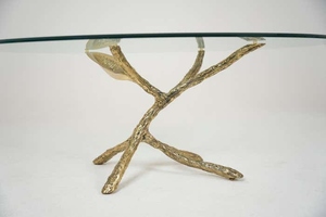 Hot selling Modern organic brass branch coffee <b>table</b> with <b>round</b> glass top luxury designer center <b>table</b> - Product Image 6