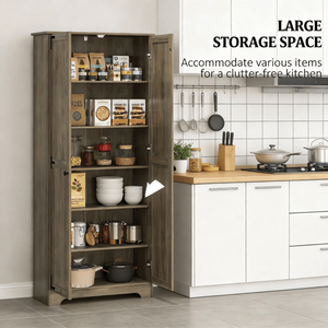 Mobile dispensa moderno per arredamento casa, armadio da cucina con pannelli in legno di quercia, pino, MDF, compensato, melaminico e materiale metallico - Product Image 4