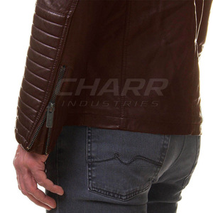 Veste d'hiver en cuir pour homme, coupe ajustée élégante avec doublure intérieure douce et un look moderne et stylé - Product Image 4